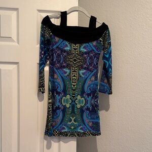 Women's Multicolor Off-Shoulder Jersey Top